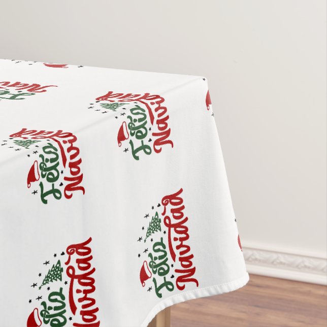 Nappe Rouge festif et vert Feliz Navidad  (In Situ)