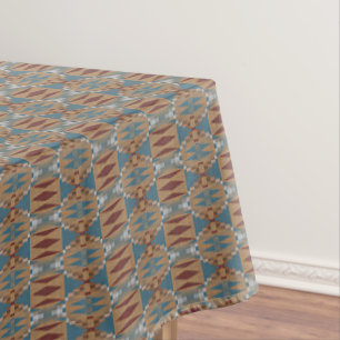 Nappe Rouge foncé bleu Turquoise Taupe Brown mosaïque tr
