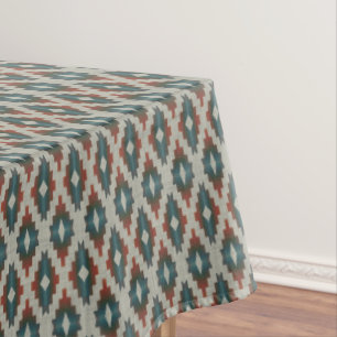 Nappe Rouge foncé Brown Turquoise bleu gris Motif d'art