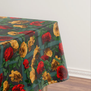 Nappe Rouge Jaune Élégant Roses floraux