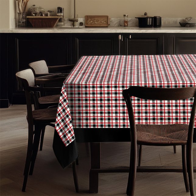 Nappe Rouge Noir Tartan Cabine Confortable (Red Black Tartan Tablecloth Cozy Cabin Dining Style)