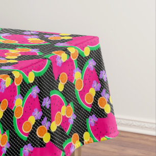 Nappe Rouge pastèque Lémons jaunes Tropical