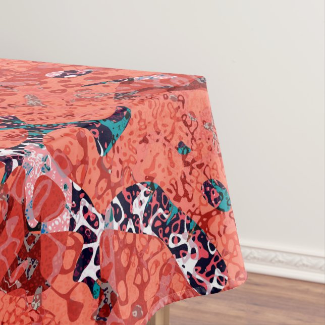 Nappe Rouge Turquoise noir blanc tacheté Résumé graphiqu (In Situ)