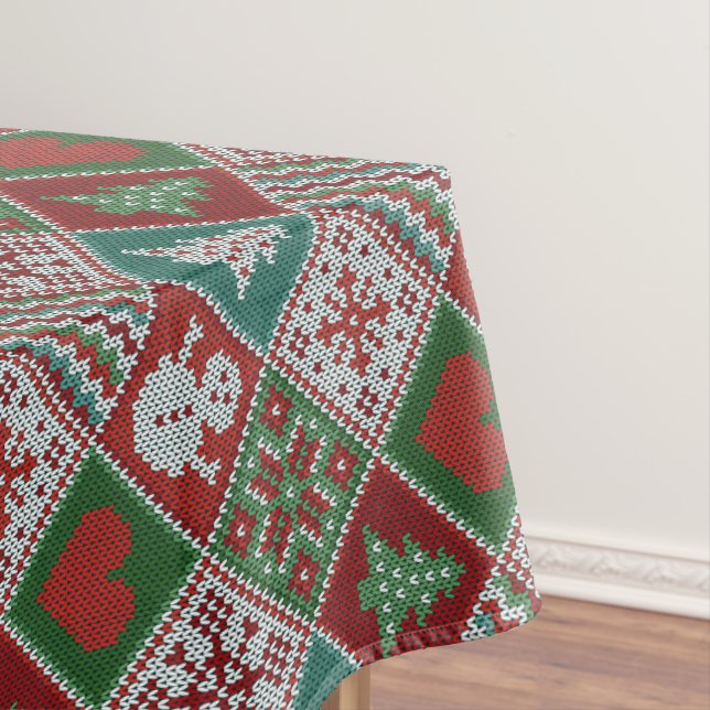 Nappe Rouge Vert blanc Faux Knit Motif de Noël (In Situ)