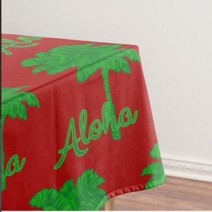 Nappe Rouge Vert Palmier Aloha Vacances Tropicales