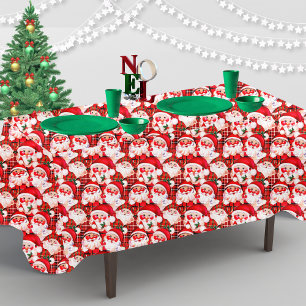 Nappe Rouge Vintage Père Noël Tartan Plaid Noël