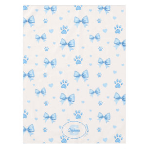 Nappe Ruban bleu, Coeur et Motif Empreinte de patte sur