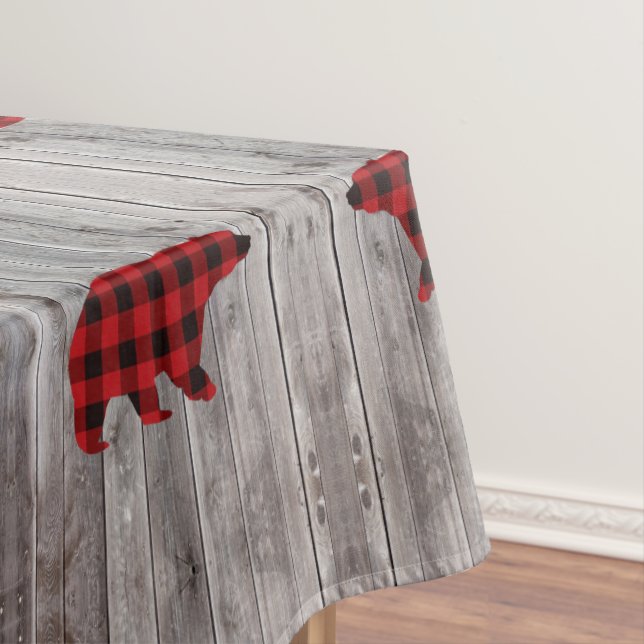 Nappe ruodland barn wood red buffalo plaid bear (In Situ)