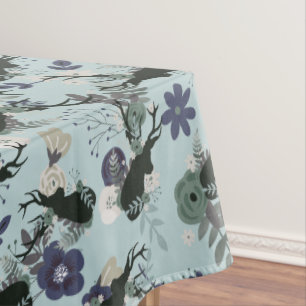 Nappe Rustic Deer Head Bleu Floral Baby shower moderne