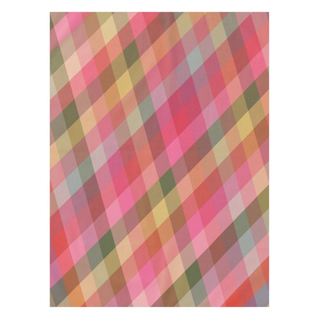 Nappe Rustique Terme Géométrique Plaid Tons Chauds Motif (Devant)