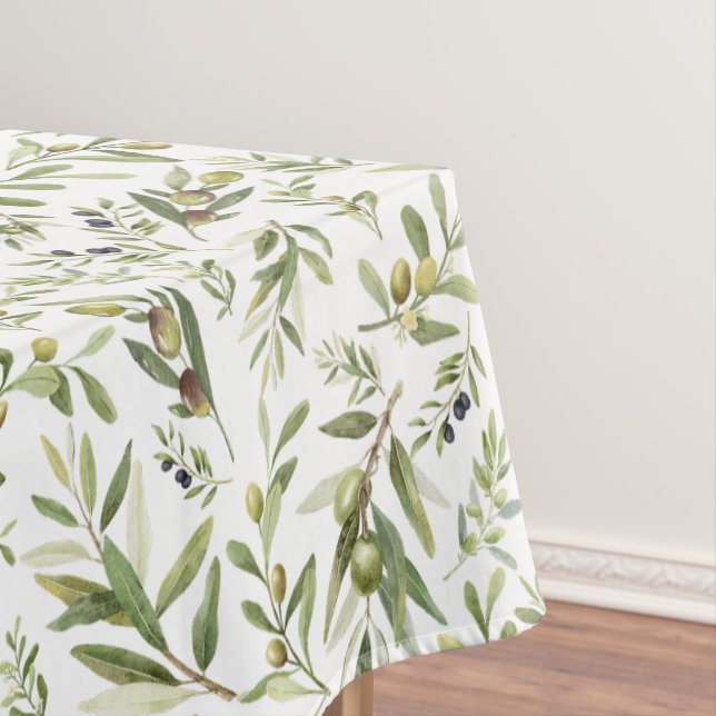 Nappe Sage Green Watercolor French Country Chic Olives (In Situ)