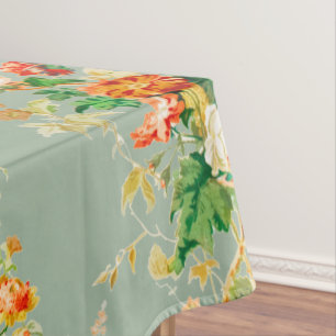 Nappe Sage Orange Vintage Floral Pays Anglais Jardin