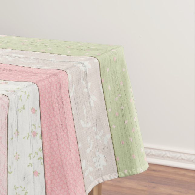 Nappe Sage rustique Baby shower vert et rose en bois (In Situ)