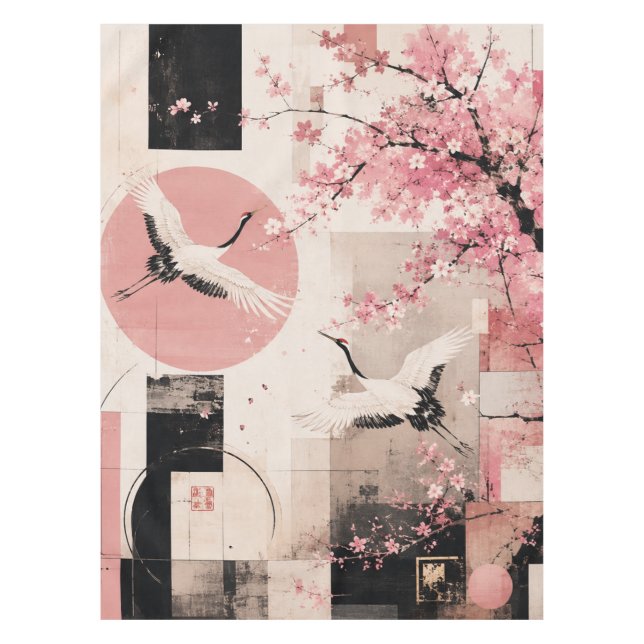 Nappe Sakura et grues avant-garde en harmonie (Devant)