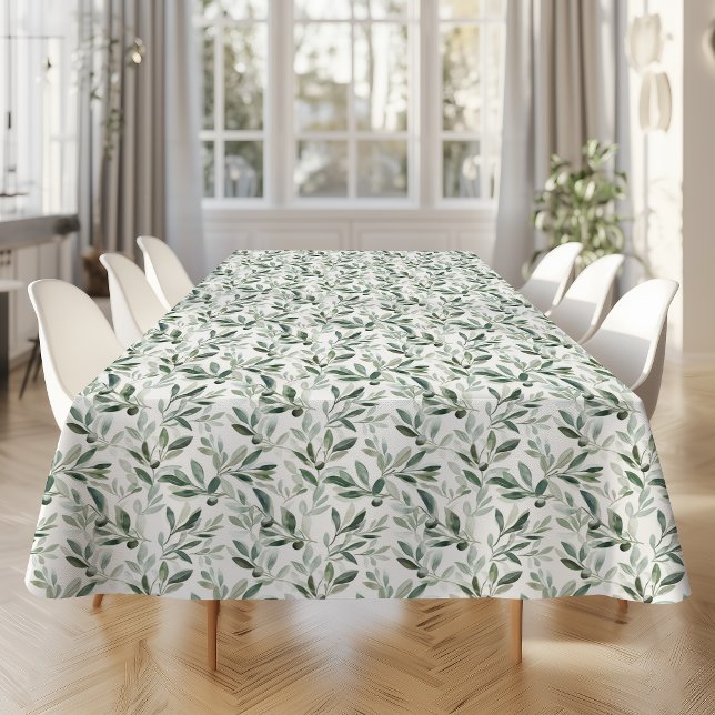 Nappe Sauge rustique vert motif aquarelle olive (Créateur téléchargé)