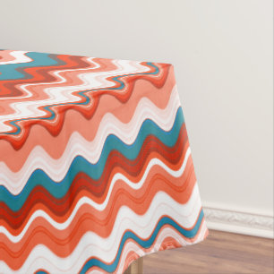 Nappe Saumon de corail Orange Turquoise Wavy Zigzag Moti