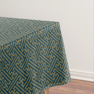 Nappe Sayagata motif, japonais, or et bleu marine