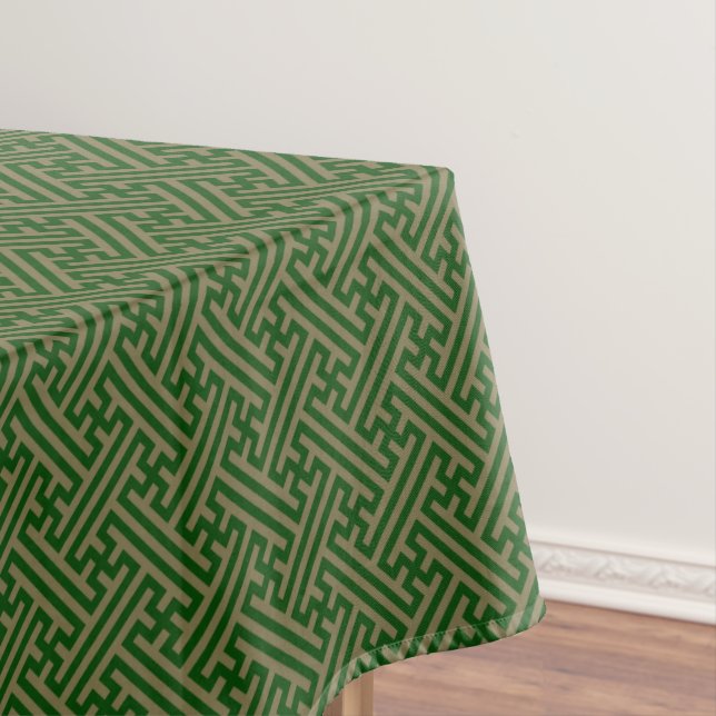 Nappe Sayagata motif, japonais, vert et or (In Situ)