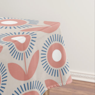 Nappe Scandinave rétro motif floral, fleur rétro, vin