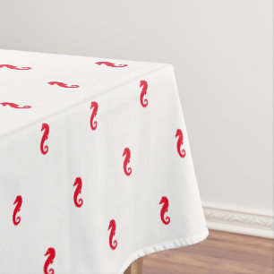 Nappe Seahorse rouge blanc animaux de mer motif moderne 