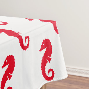 Nappe Seahorse rouge blanc motif moderne plaisir été