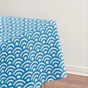 Nappe Seigaiha, Vagues, Japonais, Bleu et Blanc