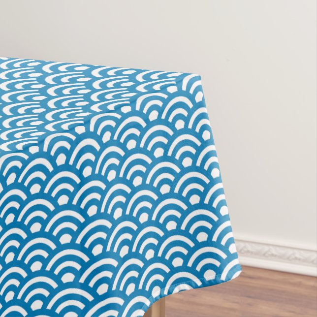 Nappe Seigaiha, Vagues, Japonais, Bleu et Blanc (In Situ)