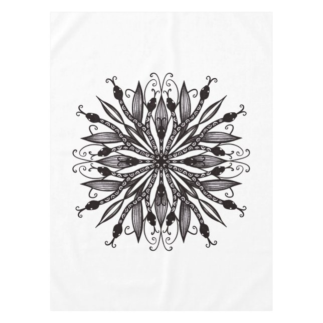 Nappe Serpents cool Noir Et Blanc Botanique Gothique (Devant)