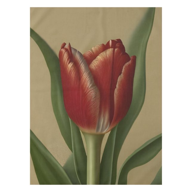 Nappe Shabby Chic Jolie Tulipe Rouge (Devant)