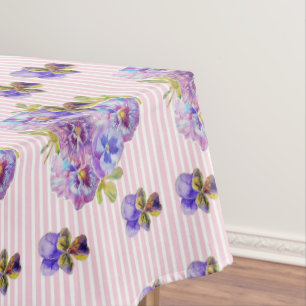 Nappe Shabby Chic Rose Stripe Viola Pansy Motif Floral