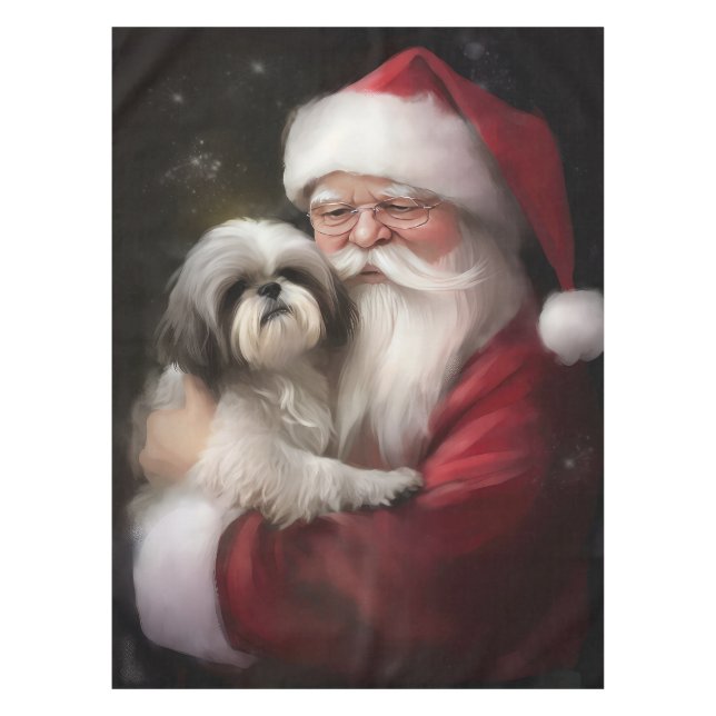 Nappe Shih Tzu Avec Noël Festif Du Père Noël (Devant)