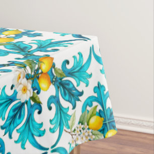 Nappe sicilien, été, citron, mosaïque, bleu,