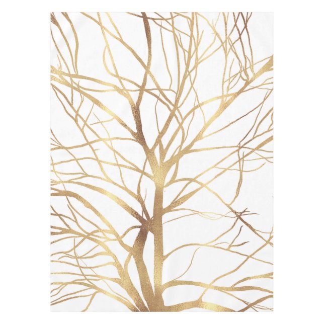 Nappe Silhouette de l'arbre d'or moderne Conception blan (Devant)
