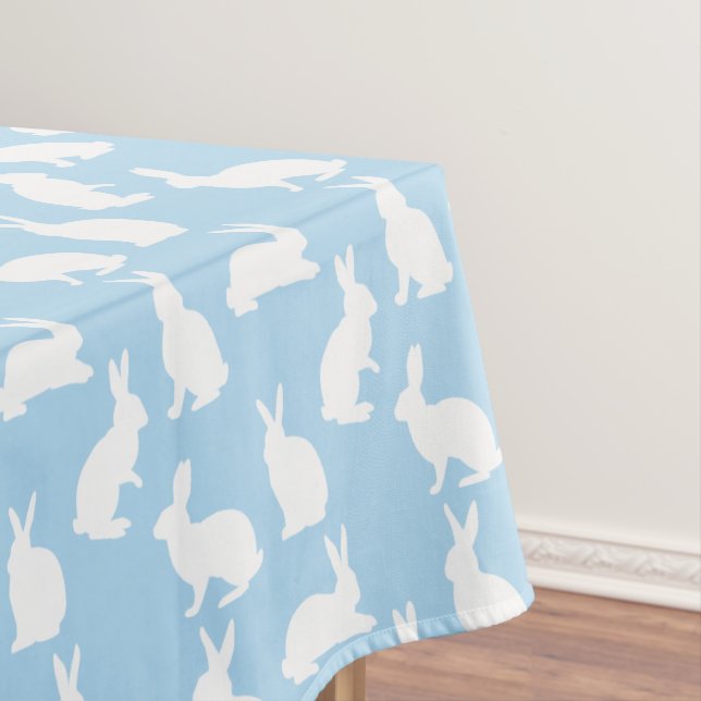 Nappe Silhouettes de lapins mignons sur fond bleu de Pâq (In Situ)