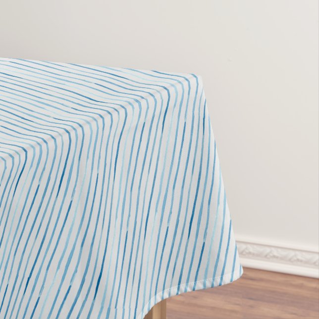 Nappe Simple Cottage Bleu Pâle Rayé en Diagonale (In Situ)