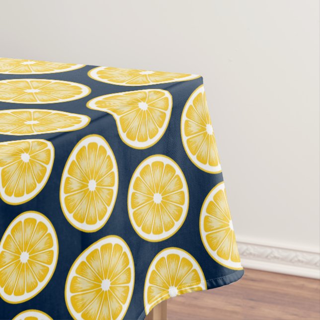 Nappe Slice de citron moderne Marine bleu et jaune (In Situ)