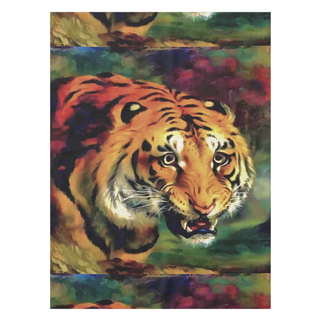 Nappe Snarling Tiger Portrait Artistique (Devant)