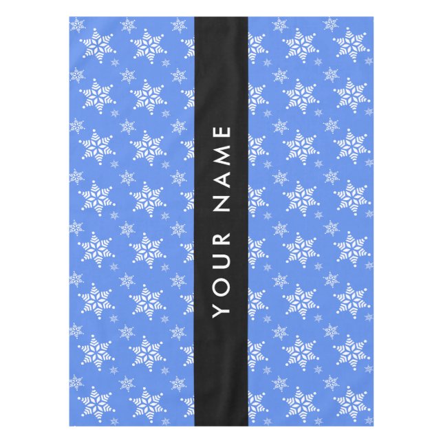 Nappe Snowflakes blanc, Bleu, Votre nom, Personnaliser (Devant)
