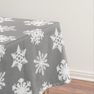 Nappe Snowflakes Ikat - Gris de charbon et blanc