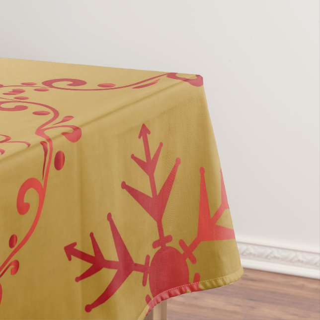 Nappe Snowflakes or sur le motif rouge Noël (In Situ)