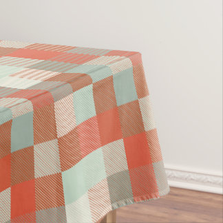 Nappe Soft Neural Frosty Green et Chaud Orange À damiers