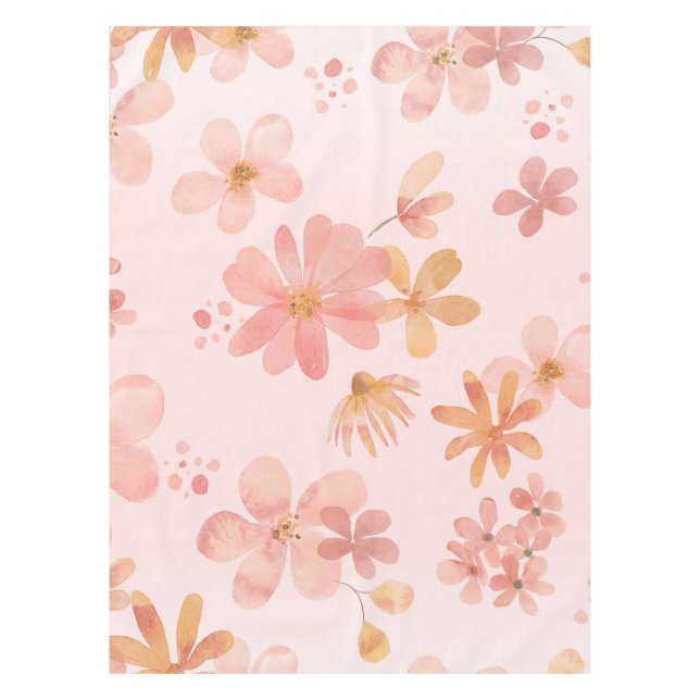 Nappe Soft Pink Floral Blossom Dining Tablecloth (Devant)