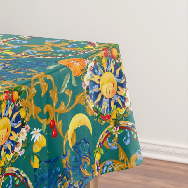Nappe soleil sicilien, demi lune, été, majolica, citron  (In Situ)
