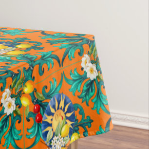 Nappe soleil sicilien, été, citron, mosaïque, bleu,