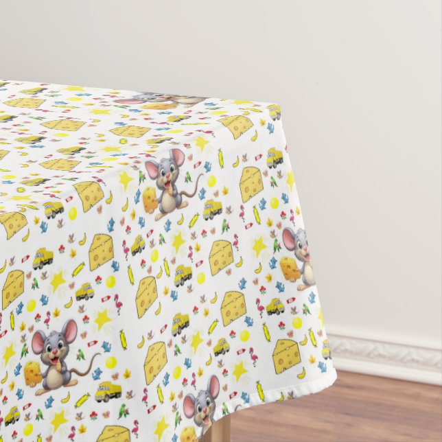 Nappe Souris Fromage Jaune Étoiles Camions Chat  (In Situ)