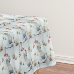 Nappe Souris mignonne et faune rouge de scène de neige
