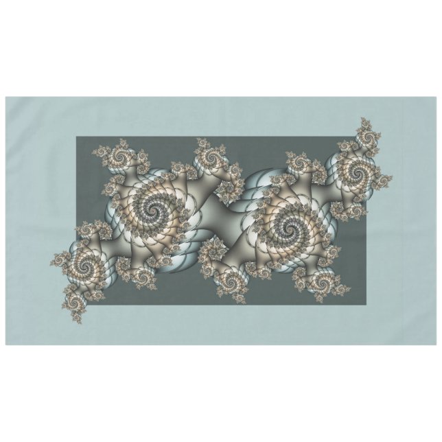 Nappe Spirales d'art fractal beige abstrait bleu clair (Devant (Horizontal))