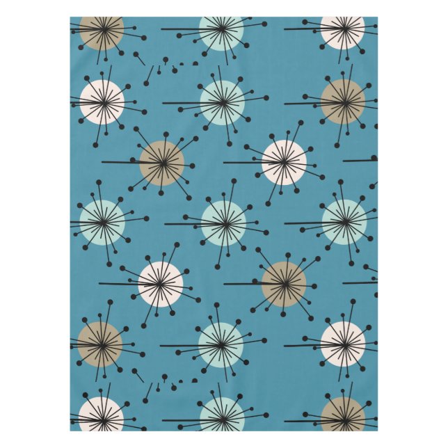 Nappe Spoutnik Starburst Flowers Teal Gold (Devant)