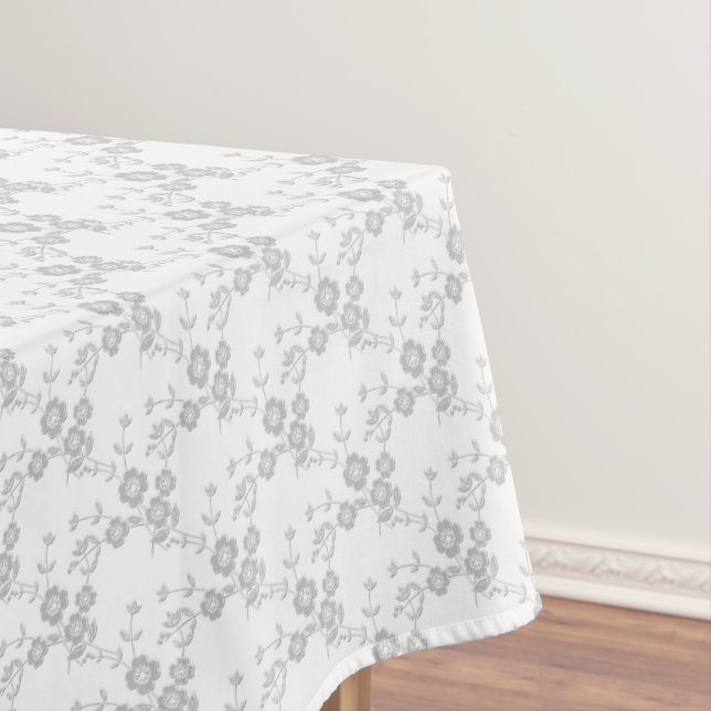 Nappe Spray Floral, Style1-Bridal-Blanc-52x70 TABLECLOTH (In Situ)
