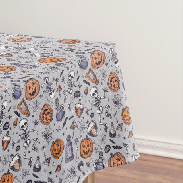 Nappe Squelette d'Halloween vintage et Motif de potions (In Situ)